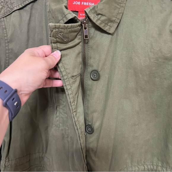 Joe Fresh Green Military Style Jacket women’s Size Small adjustable cinch waist - Picture 3 of 12